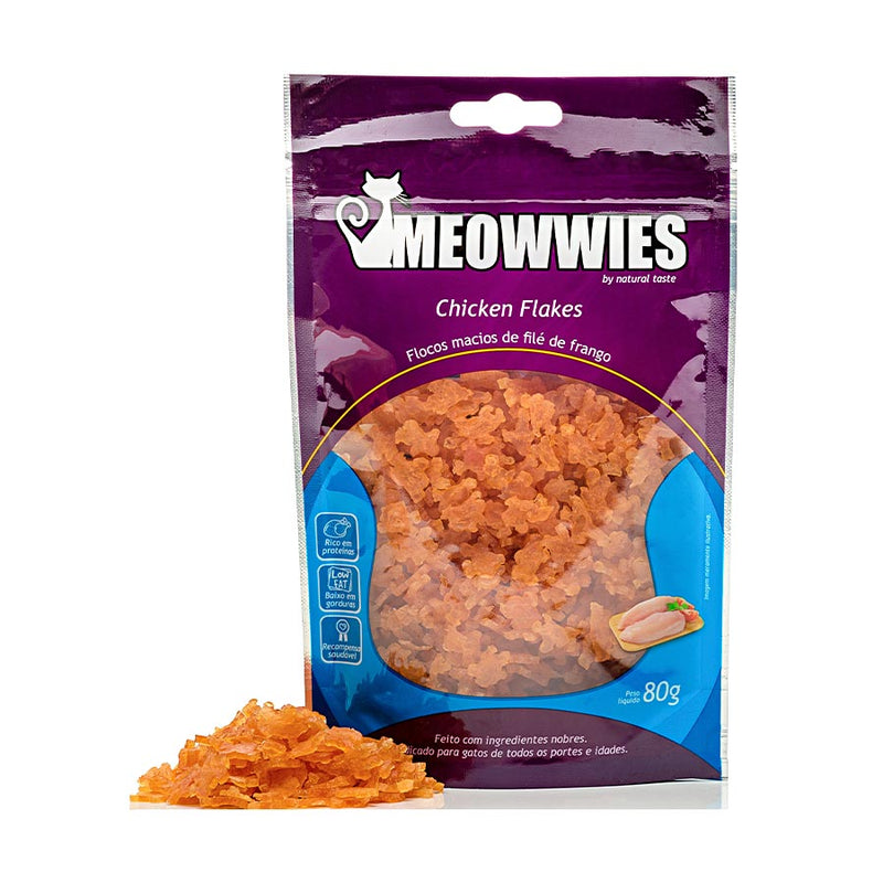 Snack Meowwies Chicken Flake para Gatos 80g