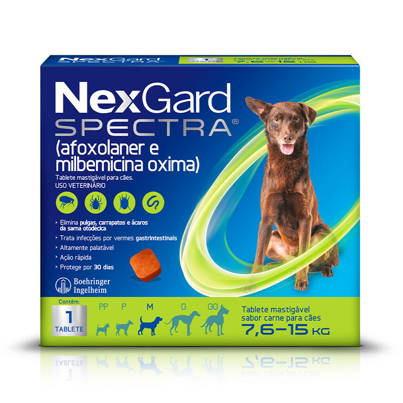 Antipulgas e Carrapatos NexGard Spectra para Cães de 7,6 a 15kg