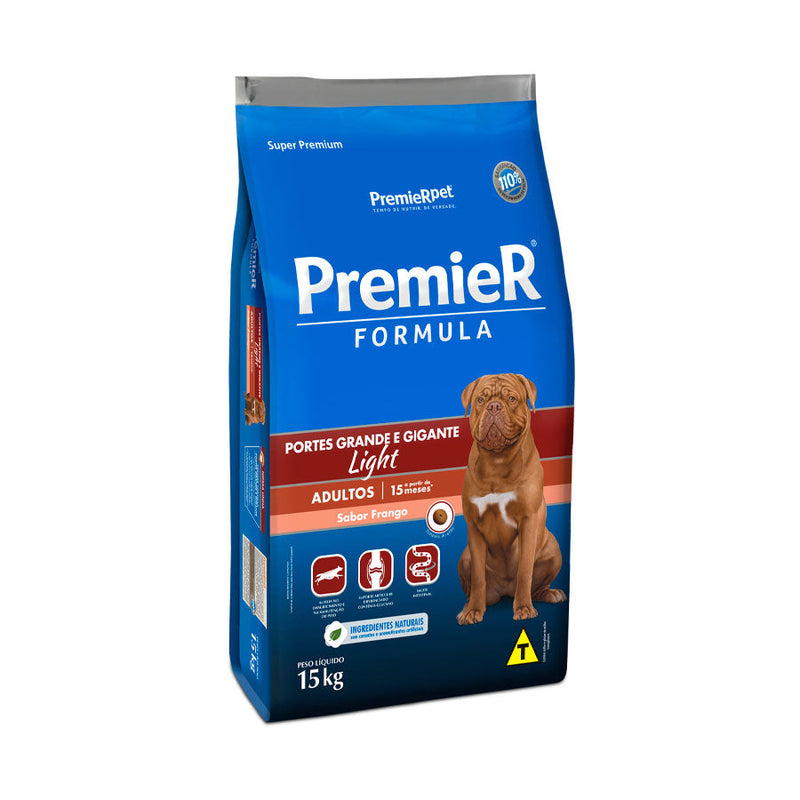 Ração Premier Fórmula Light para Cães Adultos de Raças Grandes e Gigantes Sabor Frango - 15kg