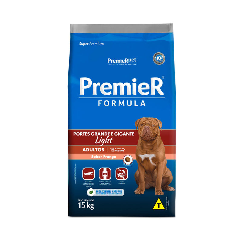 Ração Premier Fórmula Light para Cães Adultos de Raças Grandes e Gigantes Sabor Frango - 15kg