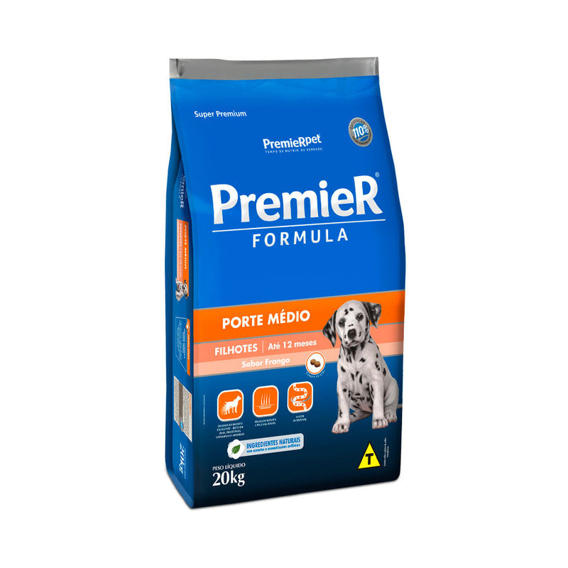 Ração Premier Filhotes Raças Médias para Cães Sabor Frango - 20kg