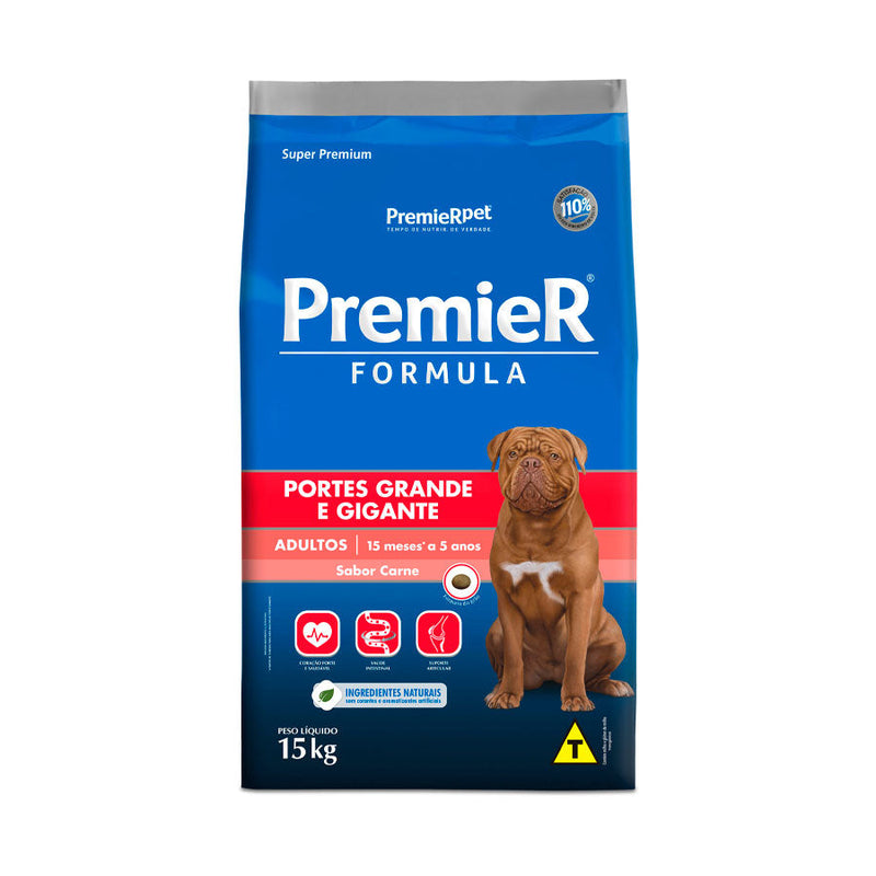 Ração Premier Fórmula para Cães Adultos de Raças Grandes e Gigantes Sabor Carne - 15 kg