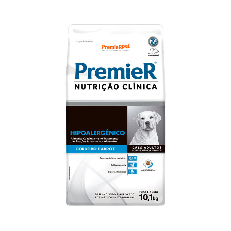 Ração Premier Nutrição Clínica Hipoalergênico para Cães de Médio e Grande Porte Cordeiro e Arroz 10,1kg