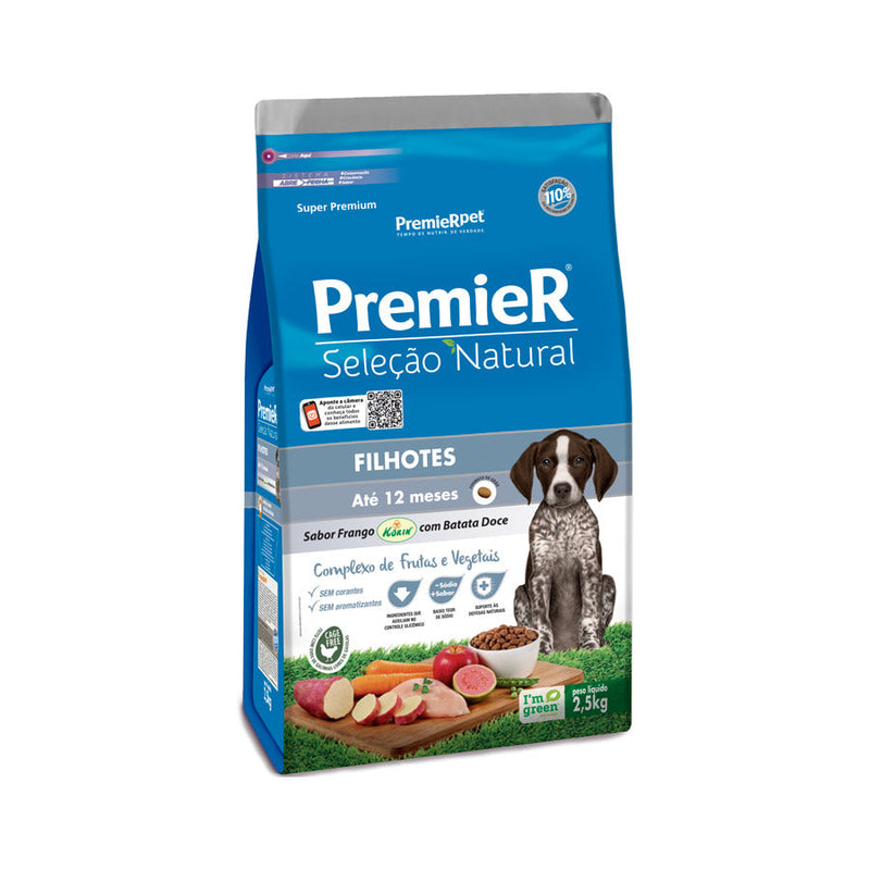 Ração Seleção Natural Premier para Cães Filhotes sabor Frango com Batata Doce 2,5kg