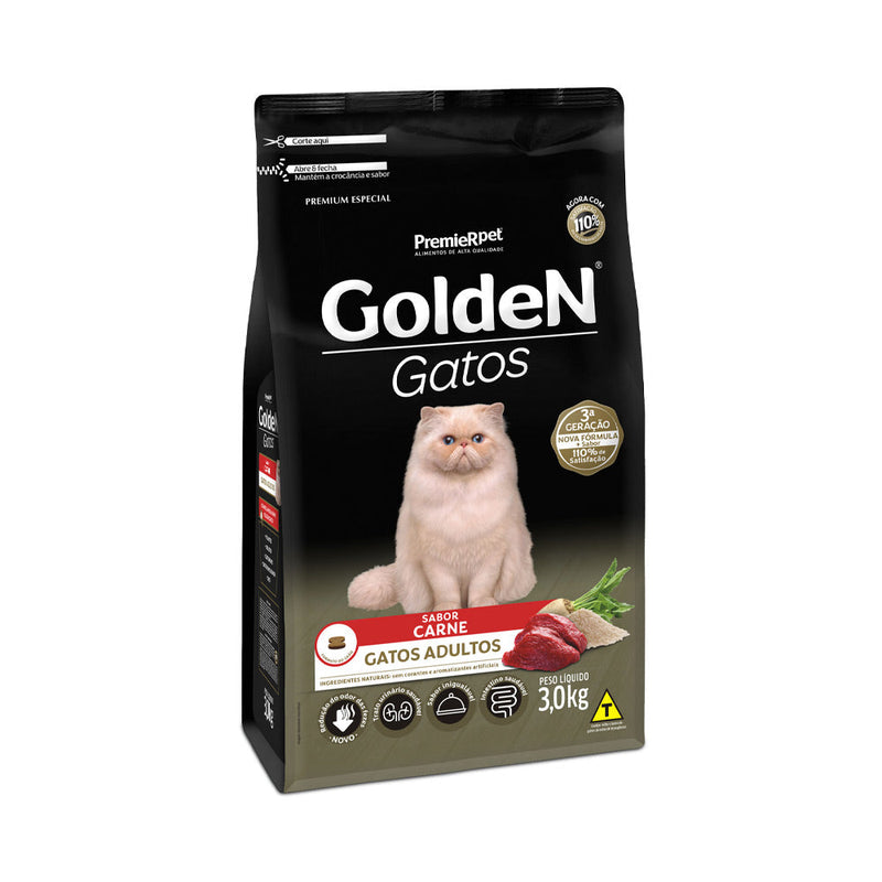 Ração Golden para Gatos Adultos Sabor Carne