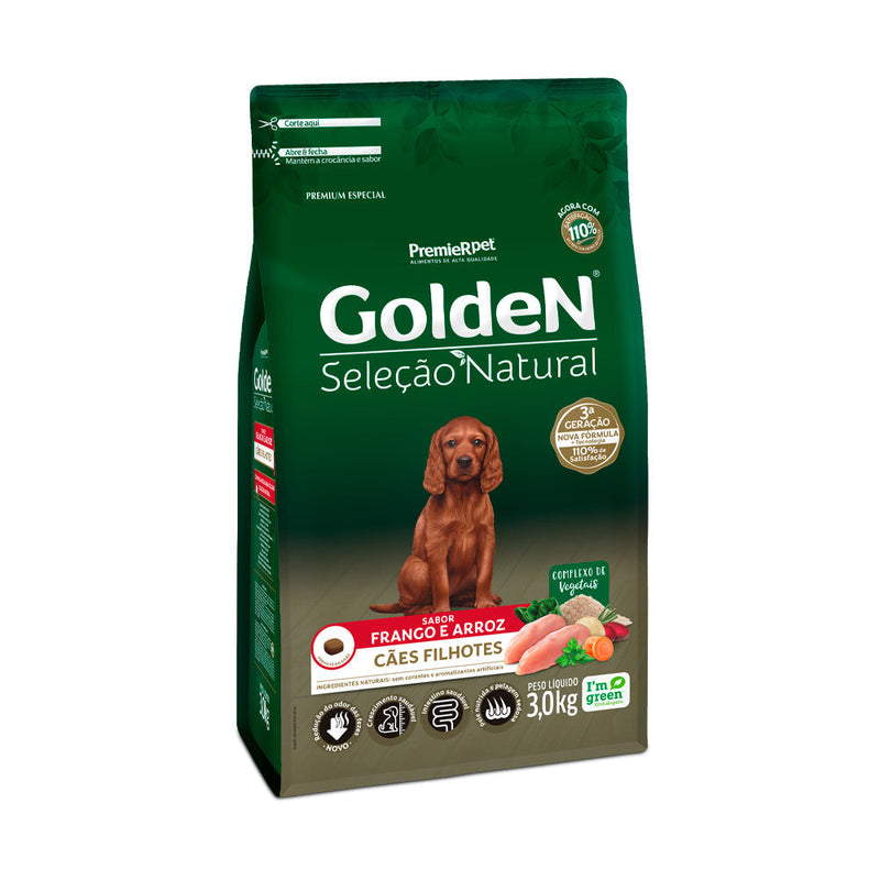 Ração Golden Seleção Natural para Cães Filhotes Sabor Frango e Arroz