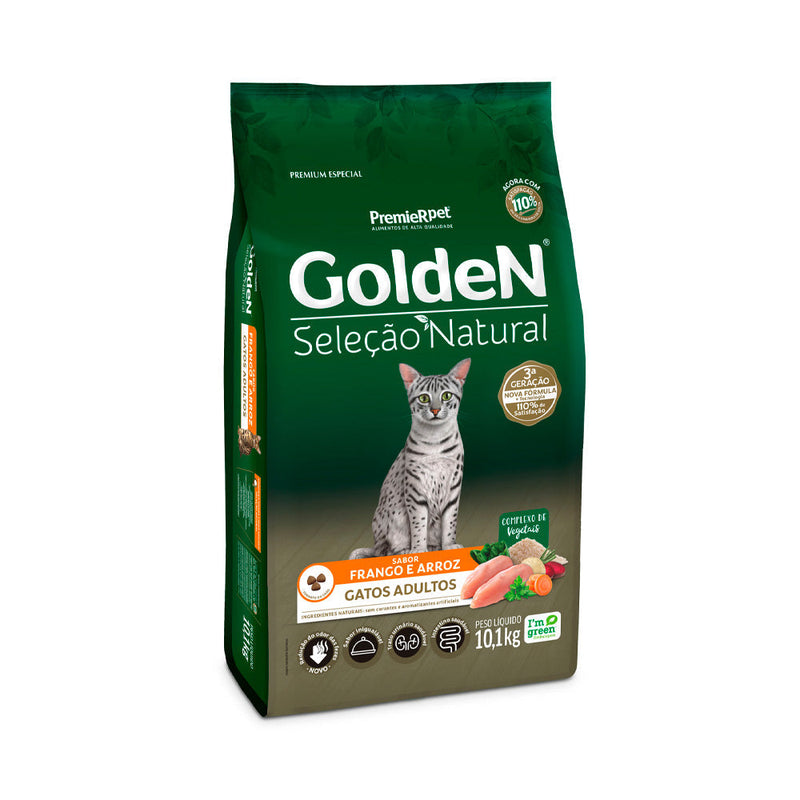 Ração Golden Seleção Natural para Gatos Adultos Sabor Frango e Arroz