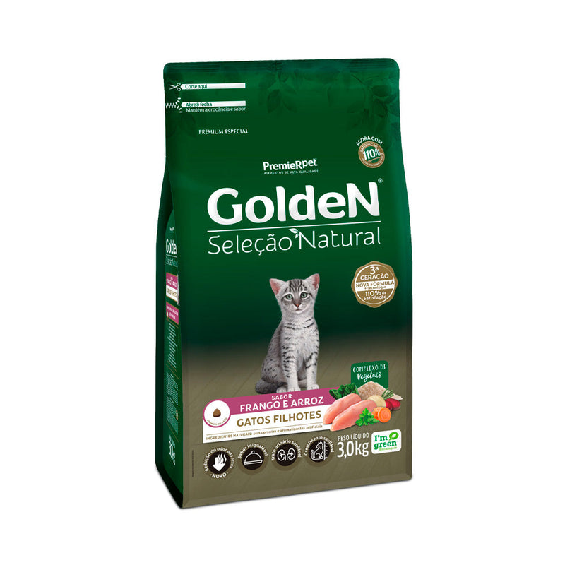 Ração Golden Seleção Natural para Gatos Filhotes Sabor Frango e Arroz