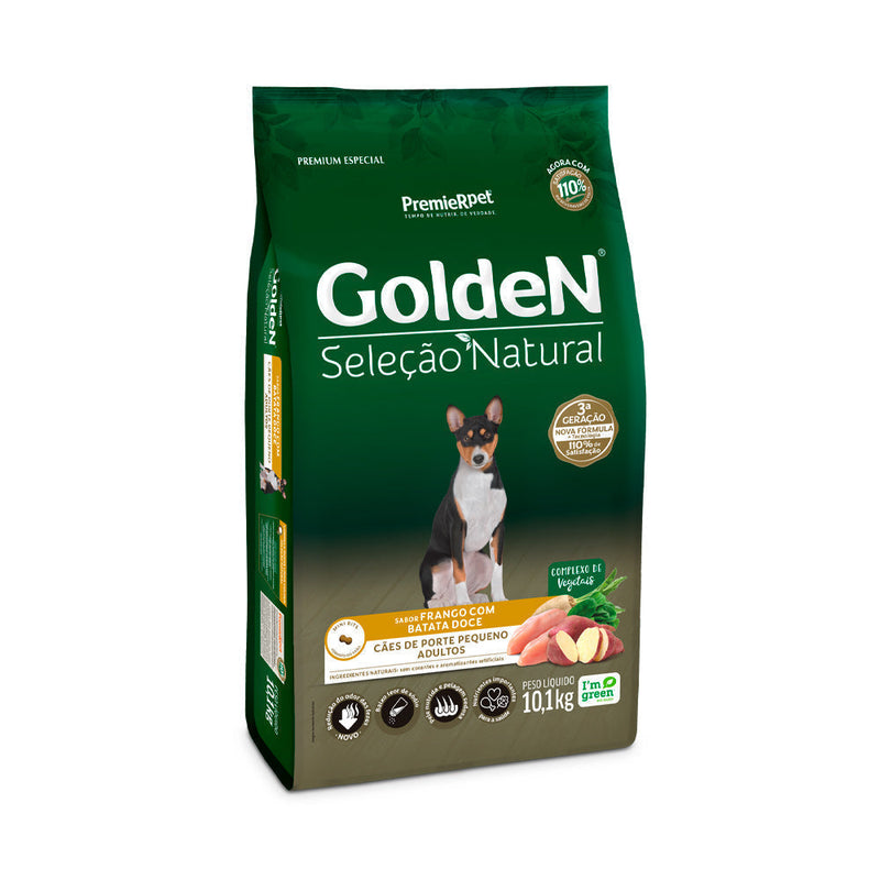 Ração Golden Seleção Natural para Cães Adultos de Porte Pequeno Sabor Frango com Batata Doce