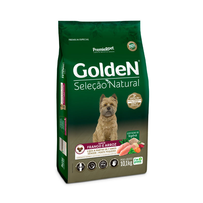 Ração Golden Seleção Natural para Cães Sênior de Porte Pequeno Sabor Frango e Arroz