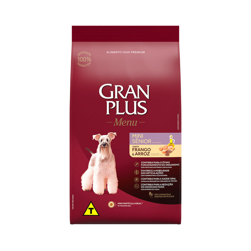 Ração GranPlus Menu Para Cães Sênior de Porte Mini Sabor Frango e Arroz