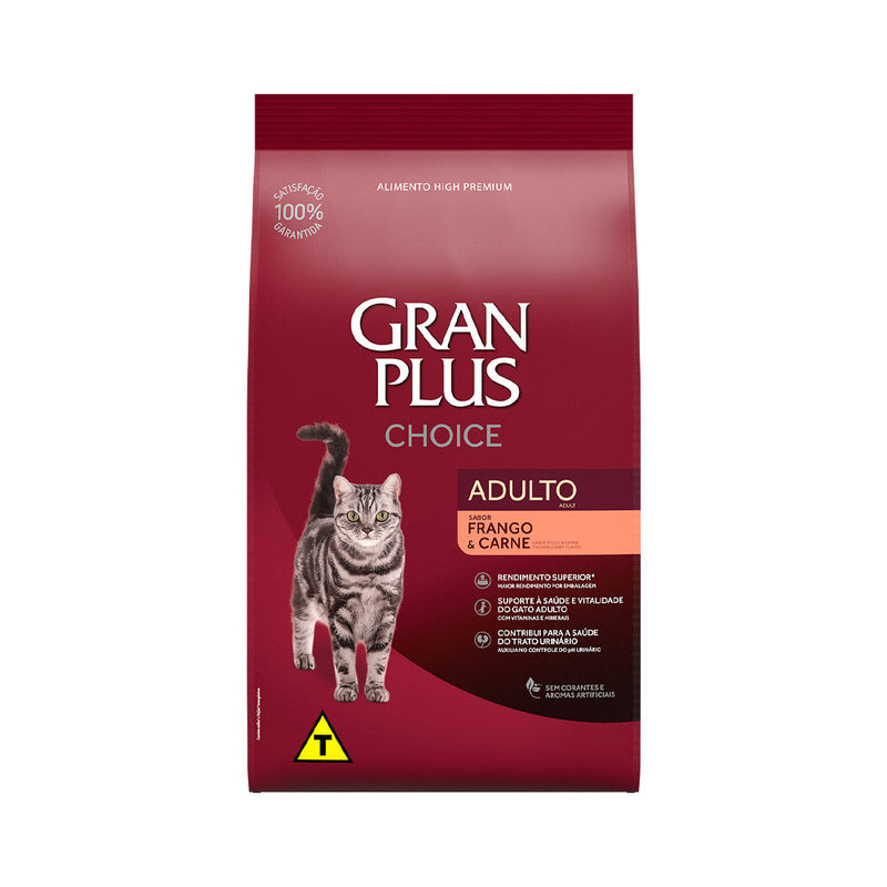 Ração GranPlus Choice para Gatos Adultos Sabor Frango e Carne 10,1kg