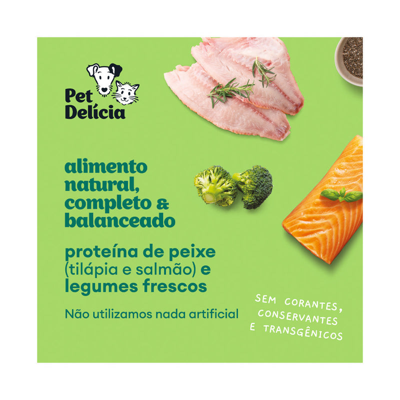 Ração Úmida Natural Pet Delícia Peixe com Legumes Proteína Alternativa para Cães Adultos 320 g