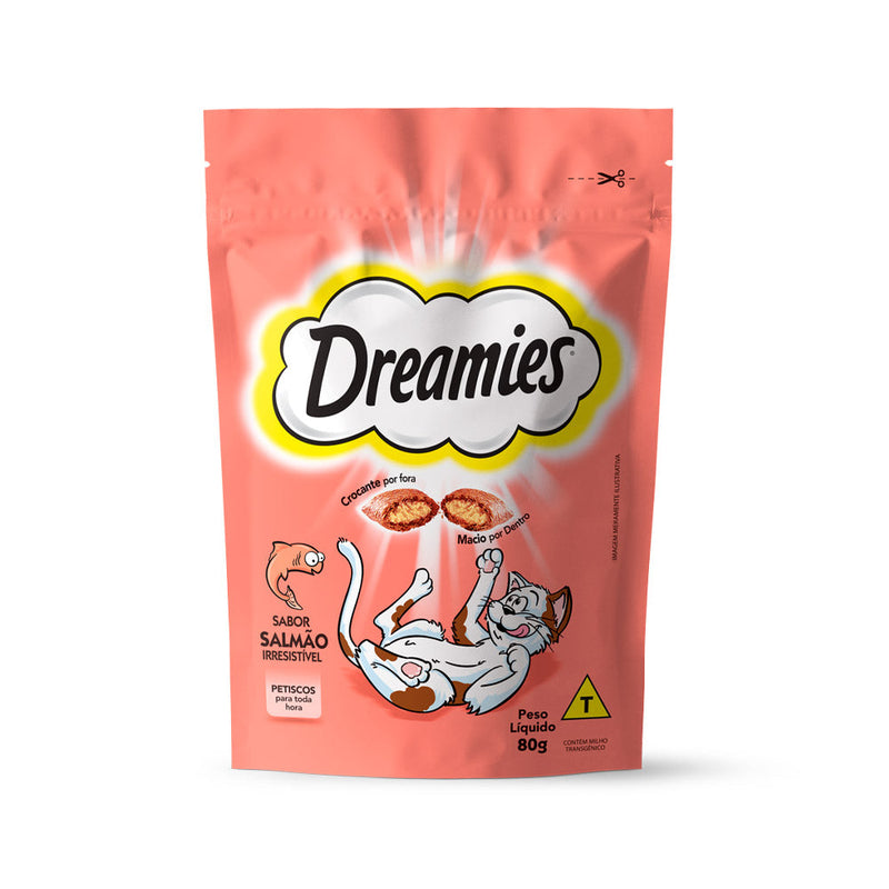 Petisco Dreamies Sabor Salmão Irresistível para Gatos Adultos 2 Unidades