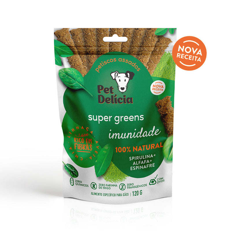 Petisco Natural Pet Delícia Super Greens Imunidade Alfafa, Espirulina e Espinafre para Cães 120 g