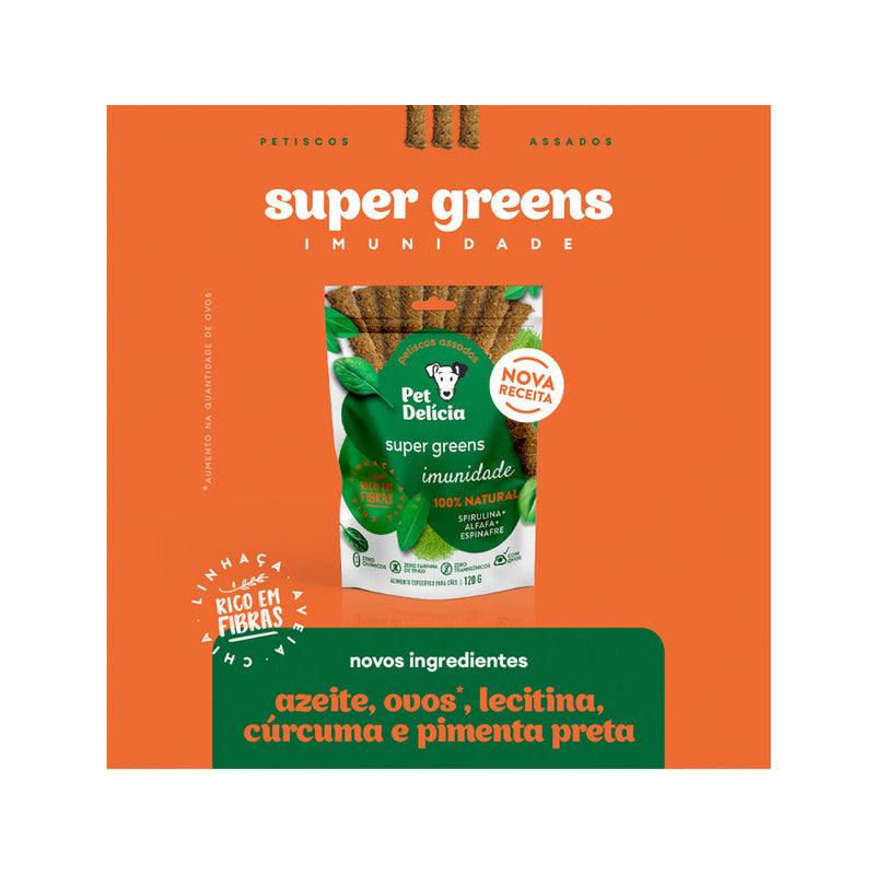 Petisco Natural Pet Delícia Super Greens Imunidade Alfafa, Espirulina e Espinafre para Cães 120 g