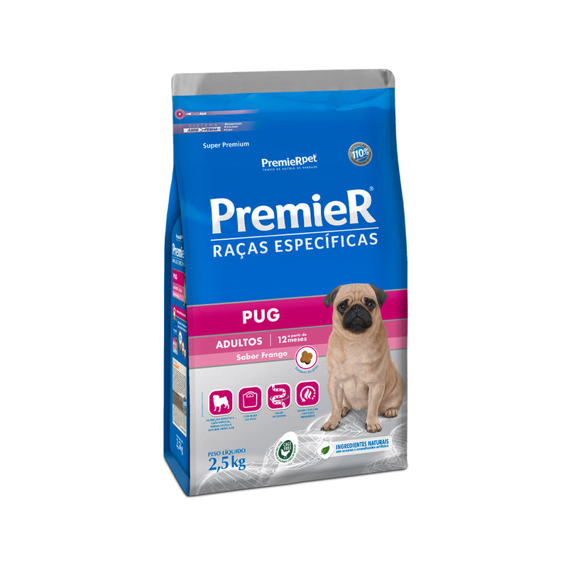 Ração Premier Raças Específicas Pug para Cães Adultos Sabor Frango