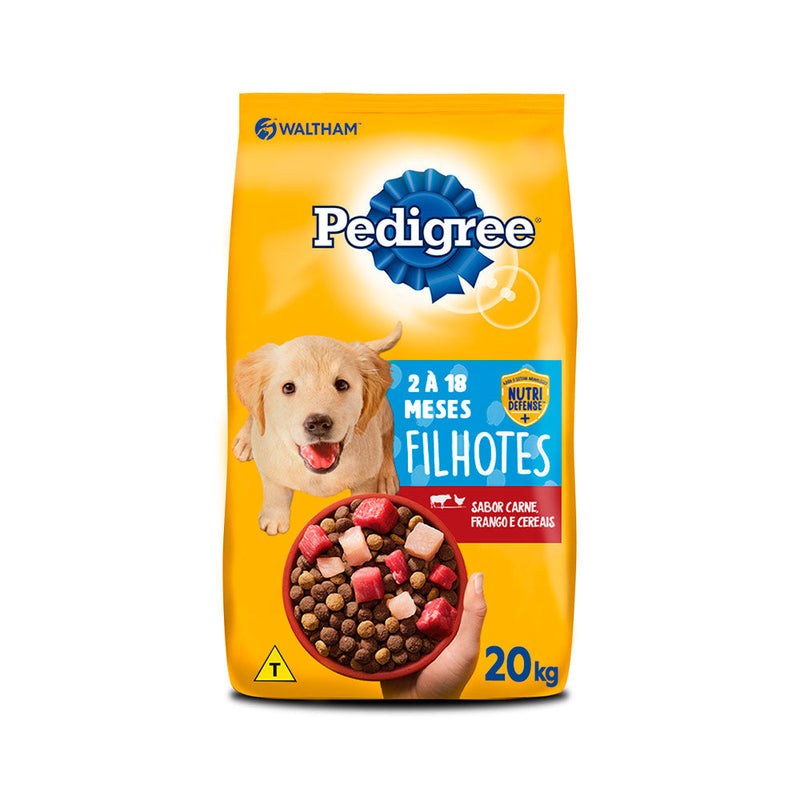 Ração Pedigree para Cães Filhotes de Porte Médio e Grande Sabor Carne, Frango e Cereais