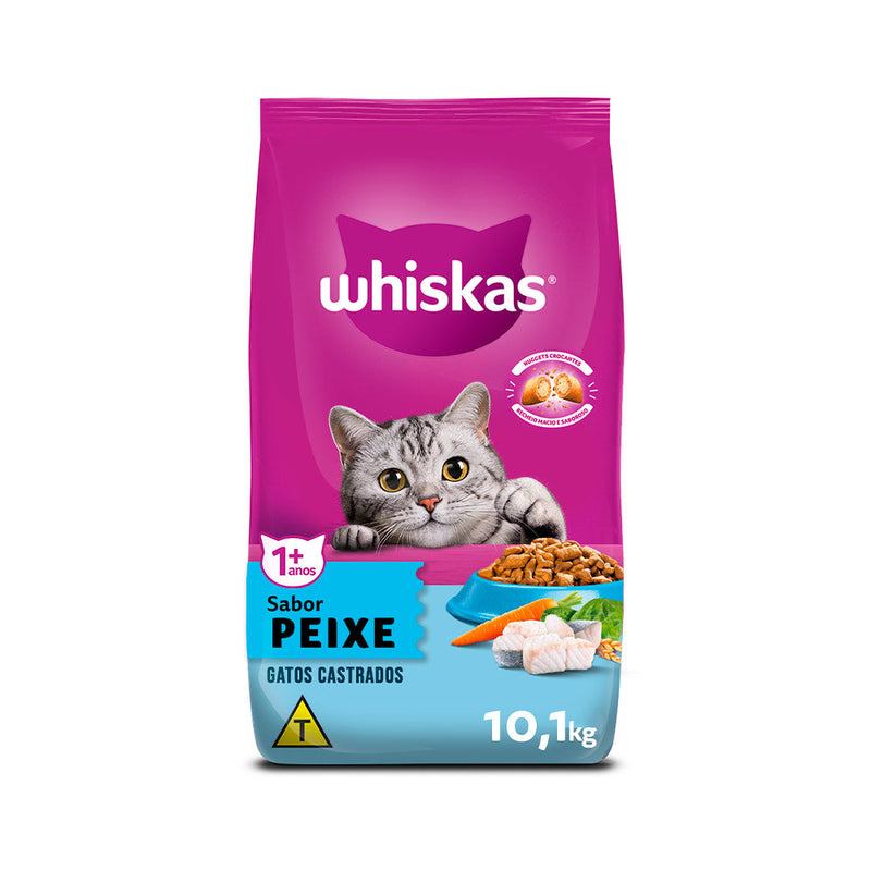 Ração Whiskas para Gatos Adultos Castrados Sabor Peixe