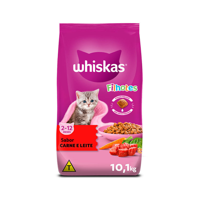 Ração Whiskas para Gatos Filhotes Sabor Carne e Leite