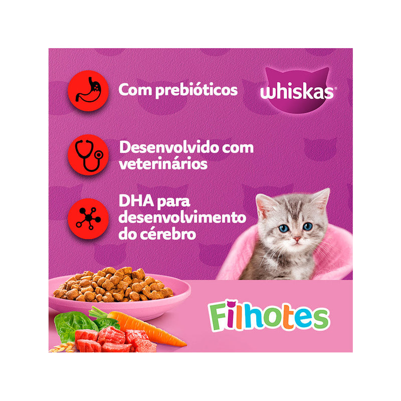 Ração Whiskas para Gatos Filhotes Sabor Carne e Leite