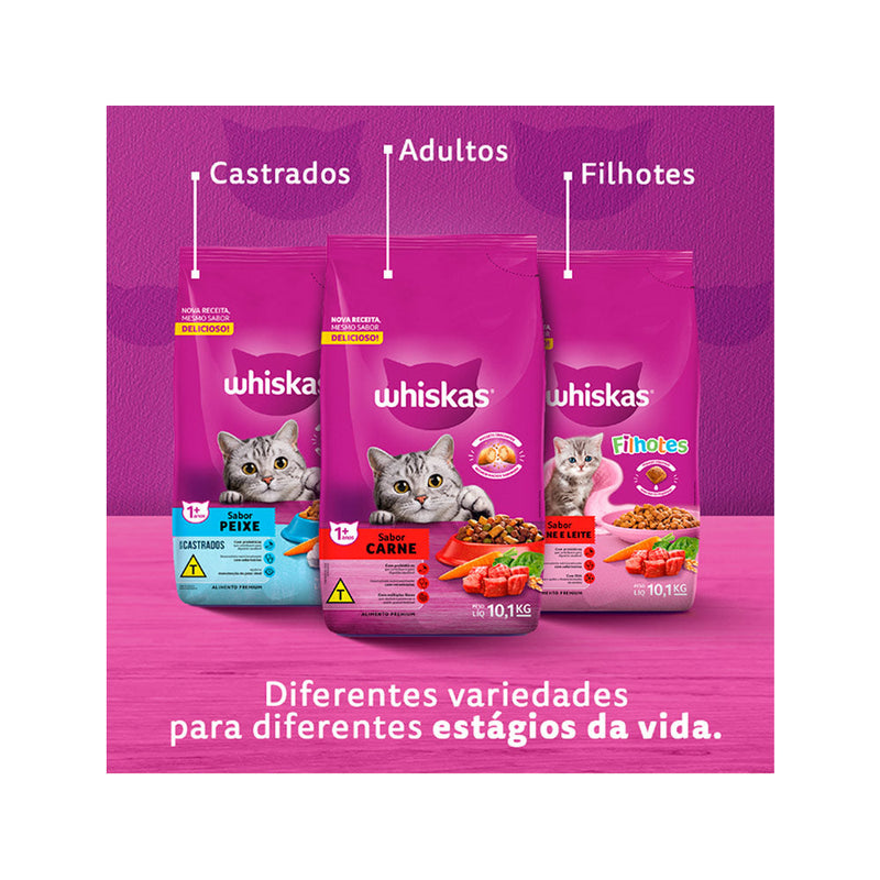 Ração Whiskas para Gatos Filhotes Sabor Carne e Leite