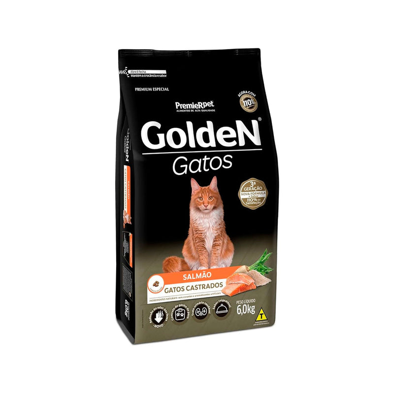 Ração Golden para Gatos Adultos Castrados Sabor Salmão