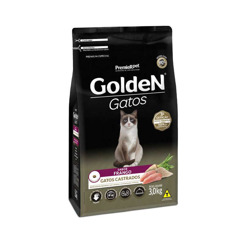 Ração Golden para Gatos Adultos Castrados Sabor Frango