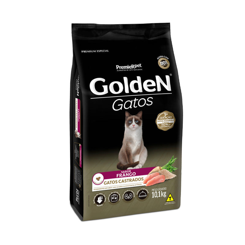 Ração Golden para Gatos Adultos Castrados Sabor Frango