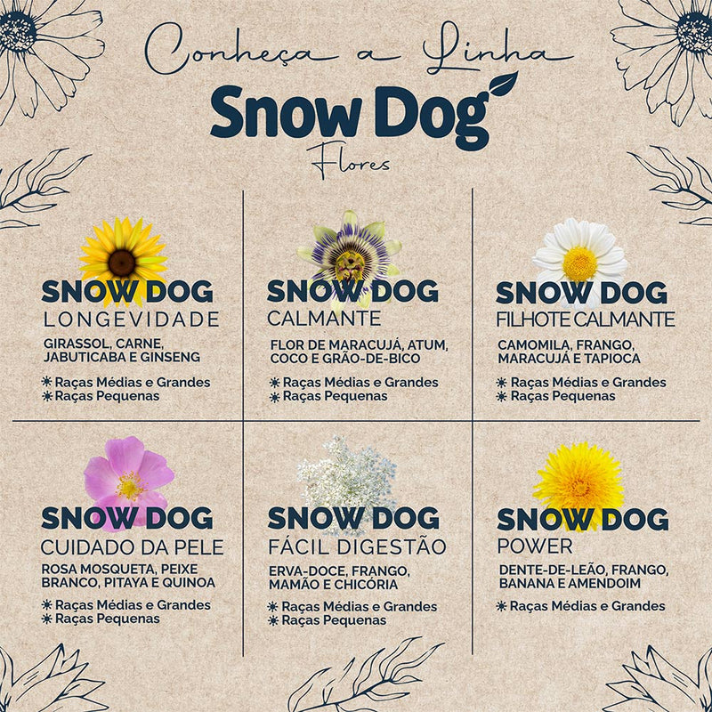 Ração Snow Dog Flores Calmante para Cães Filhotes de Porte Médio e Grande