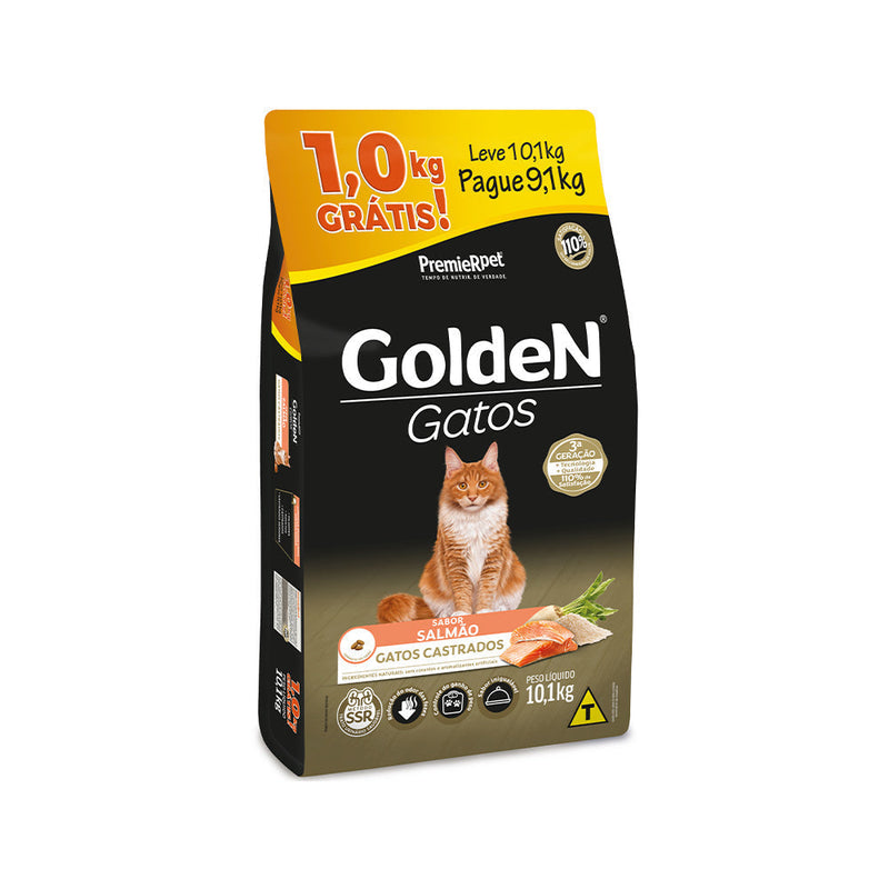 Ração Golden para Gatos Adultos Castrados Sabor Salmão