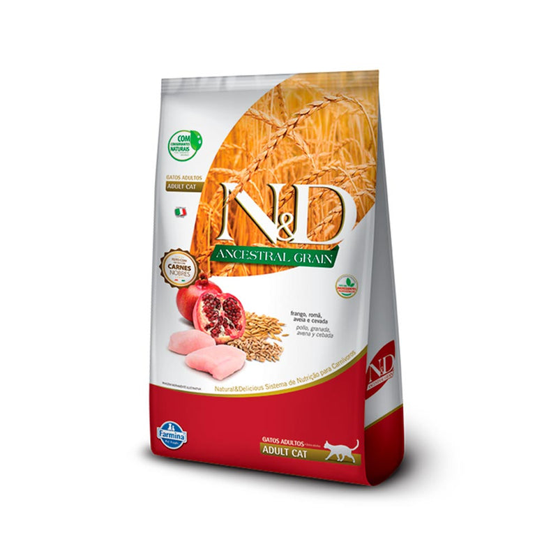 Ração Farmina N&D Ancestral Grain para Gatos Adultos Sabor Frango e Romã