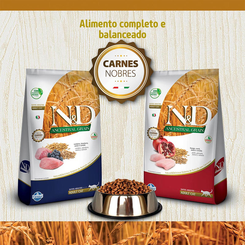 Ração Farmina N&D Ancestral Grain para Gatos Adultos Sabor Frango e Romã