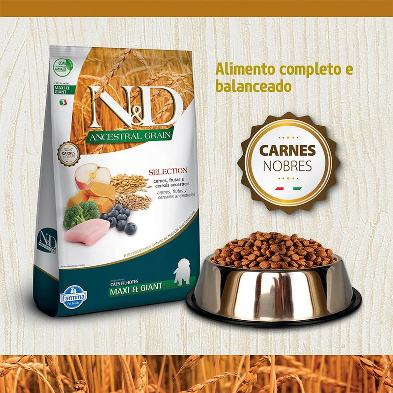 Ração Farmina N&D Ancestral Selection para Cães Filhotes de Raças Grandes Sabor Frango - 15kg