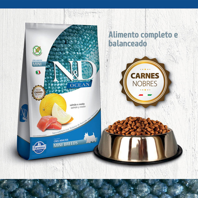 Ração N&D Ocean para Cães Adultos de Porte Mini Sabor Salmão e Melão