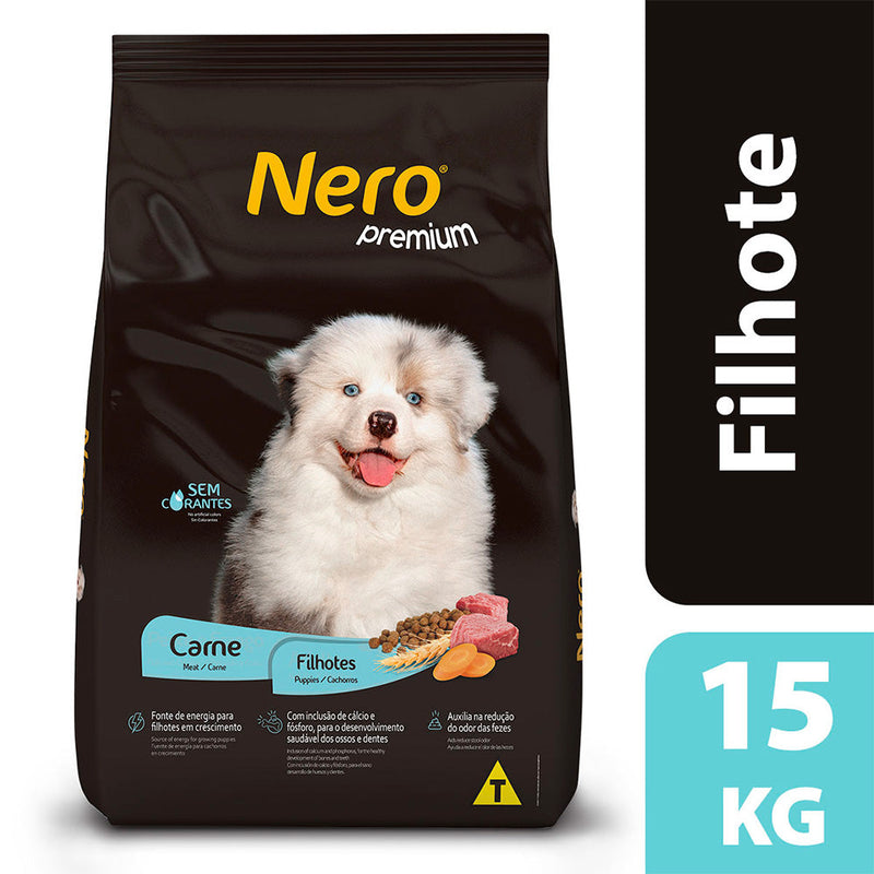 Ração Nero Premium para Cães Filhotes Sabor Carne 15kg