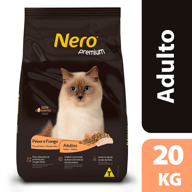 Ração Nero Premium para Gatos Adultos Sabor Peixe e Frango 20kg