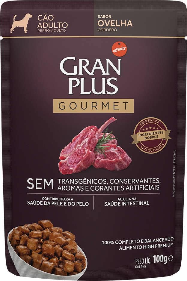 Pack Granplus Ração Úmida Granplus Gourmet Cães Adultos Ovelha 100G - Com 18 Unidades