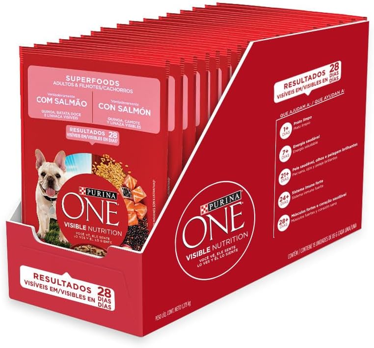 Pack Ração Úmida Purina One Cães Salmão - Com 15 Sachês 85g