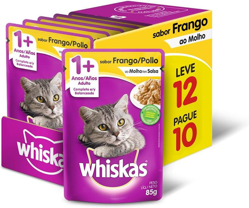 Pack de Ração Úmida Whiskas Sachê para Gatos Adultos 85 g