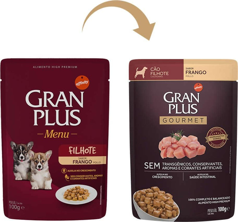 Granplus Ração Úmida Granplus Gourmet Cães Filhotes Frango 100G - Pack Com 18 Unidades