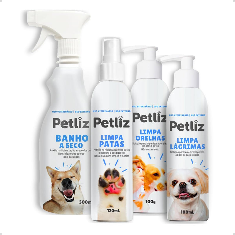 Kit Higiene e Cuidados Petliz para Cães e Gatos Banho a Seco