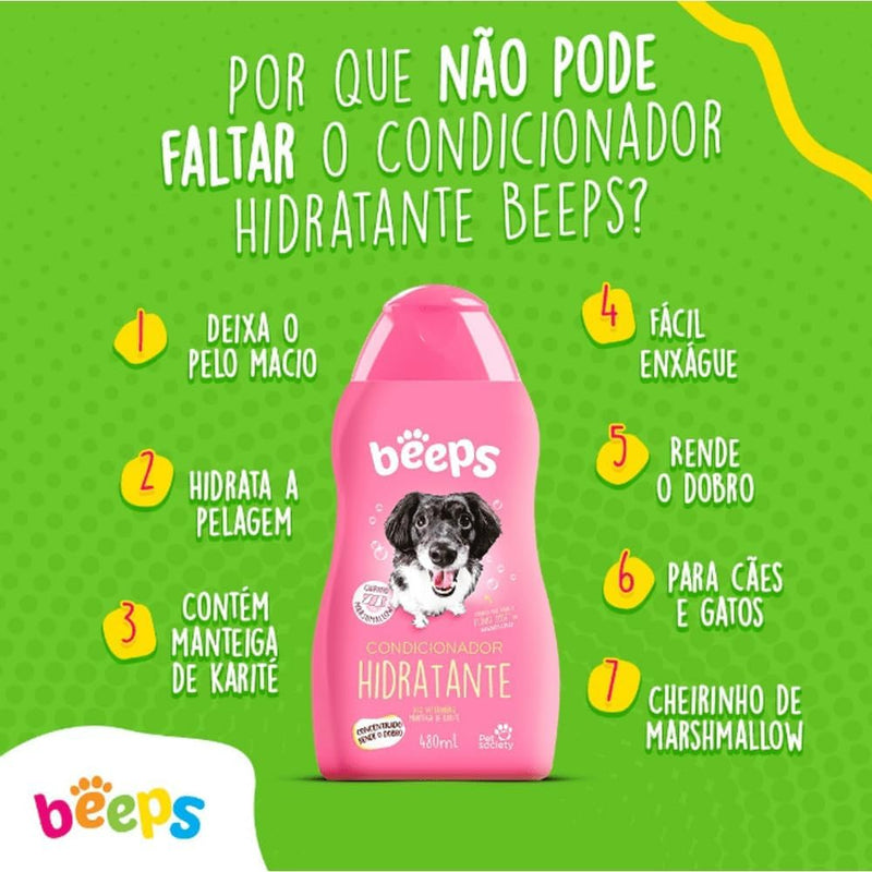 Condicionador Beeps Hidratante para Cães e Gatos 480ml