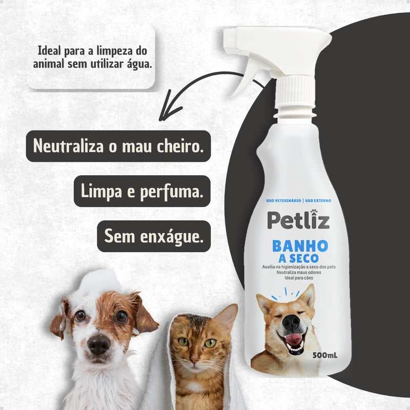 Kit Higiene e Cuidados Petliz para Cães e Gatos Banho a Seco