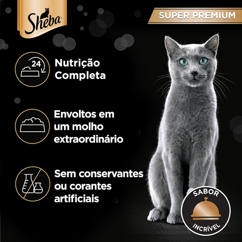 Pack Ração Úmida Sheba Sachê para Gatos Adultos Sabor Frango Assado 85g - 40 unidades