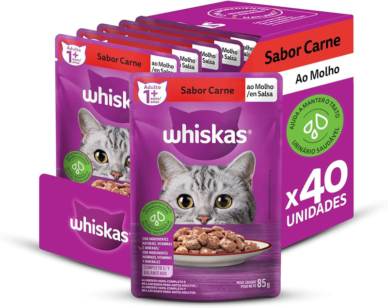 Pack de Ração Úmida Whiskas Sachê para Gatos Adultos 85 g