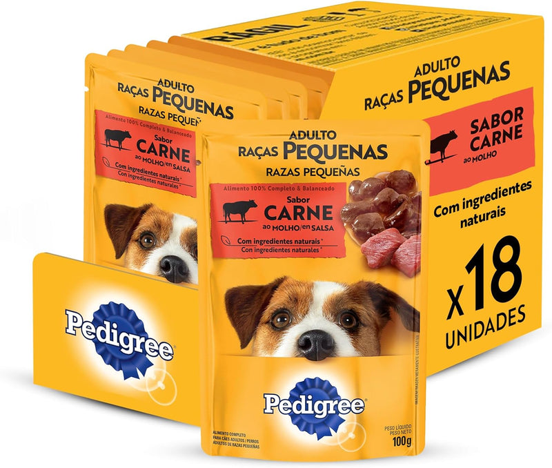 Pack Ração Úmida Pedigree Sachê Cães adultos de Raças Pequenas Varios Sabores 100g