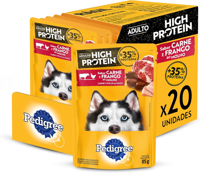 Pack Ração Úmida Pedigree High Protein Cães Adultos - 20 unidades