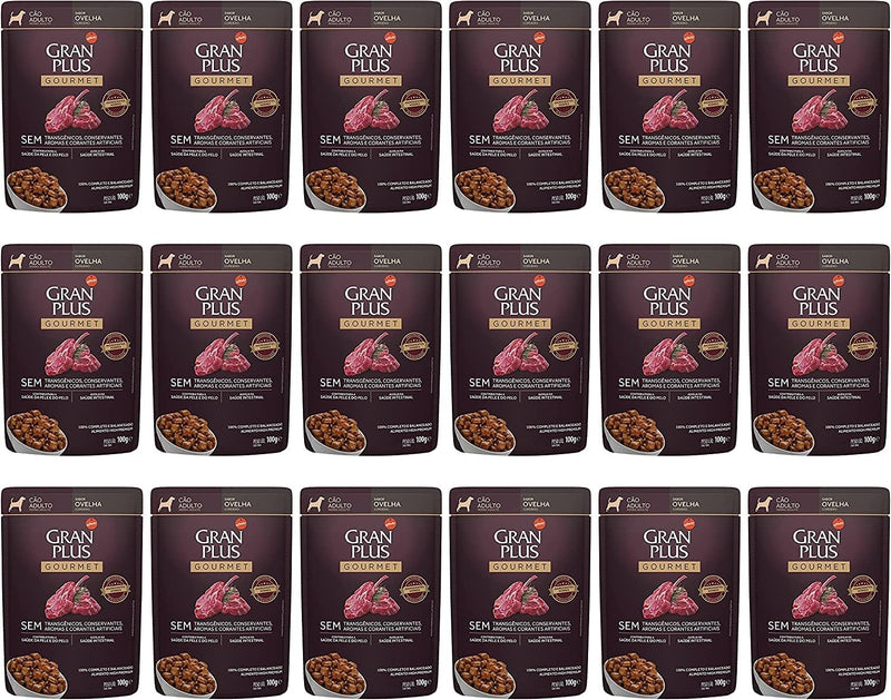 Pack Granplus Ração Úmida Granplus Gourmet Cães Adultos Ovelha 100G - Com 18 Unidades