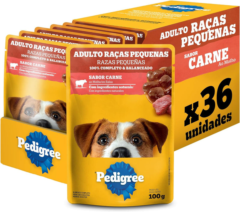 Pack Ração Úmida Pedigree Sachê Cães adultos de Raças Pequenas Varios Sabores 100g